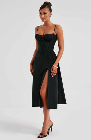 Deanna Midi Dress - Black - glavon