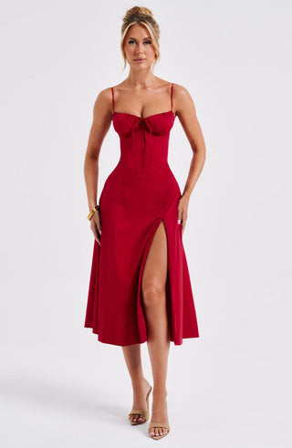 Deanna Midi Dress - Red - glavon