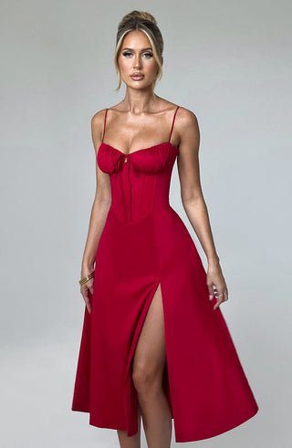 Deanna Midi Dress - Red - glavon
