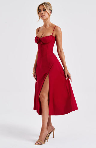 Deanna Midi Dress - Red - glavon