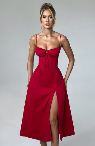 Deanna Midi Dress - Red - glavon