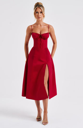 Deanna Midi Dress - Red - glavon