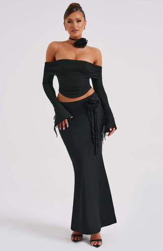Deema Maxi Skirt - Black - glavon