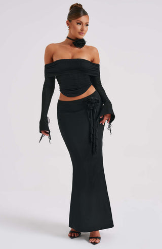 Deema Maxi Skirt - Black - glavon