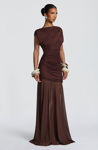 Demelza Maxi Dress - Plum Brown - glavon