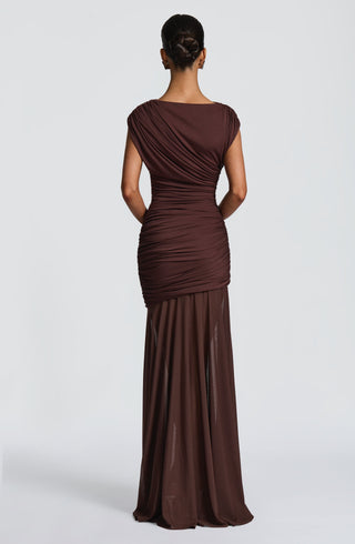 Demelza Maxi Dress - Plum Brown - glavon