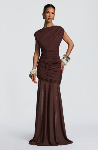 Demelza Maxi Dress - Plum Brown - glavon