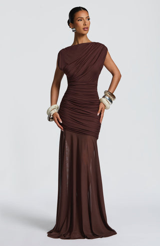 Demelza Maxi Dress - Plum Brown - glavon