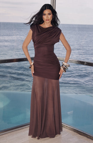 Demelza Maxi Dress - Plum Brown - glavon