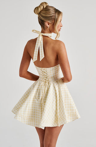 Doris Mini Dress - Lemon Gingham - glavon