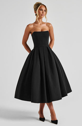 Edith Midi Dress - Black - glavon