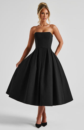 Edith Midi Dress - Black - glavon