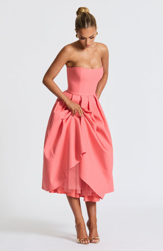 Edith Midi Dress - Coral Pink - glavon