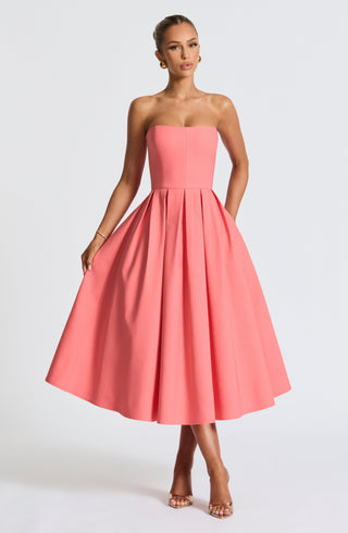 Edith Midi Dress - Coral Pink - glavon