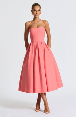 Edith Midi Dress - Coral Pink - glavon