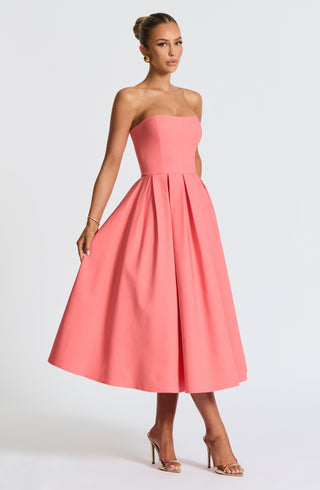 Edith Midi Dress - Coral Pink - glavon
