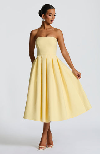 Edith Midi Dress - Lemon - glavon