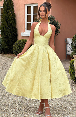 Effie Midi Dress - Lemon - glavon