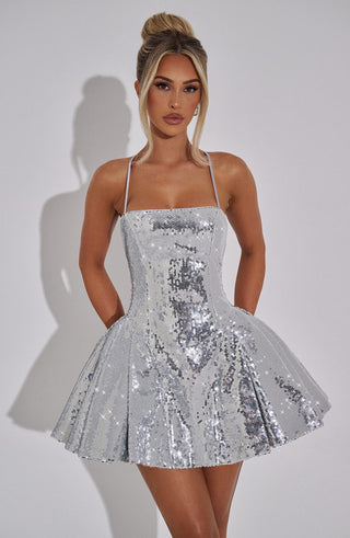 Electra Mini Dress - Silver - glavon