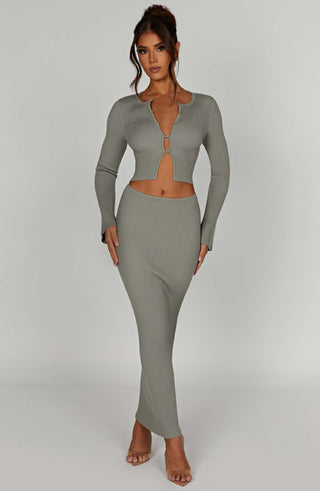 Elia Maxi Skirt - Khaki - glavon