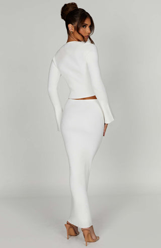 Elia Maxi Skirt - White - glavon