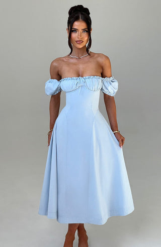 Elora Midi Dress - Blue - glavon