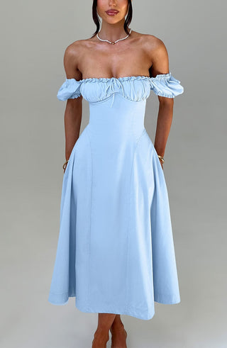 Elora Midi Dress - Blue - glavon