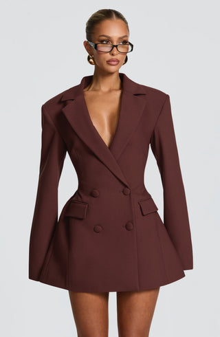 Elvira Mini Dress - Plum Brown - glavon