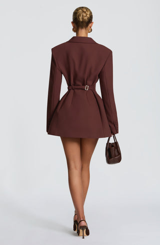 Elvira Mini Dress - Plum Brown - glavon