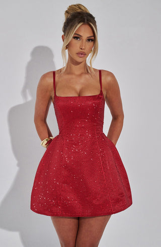 Emma Mini Dress - Red - glavon