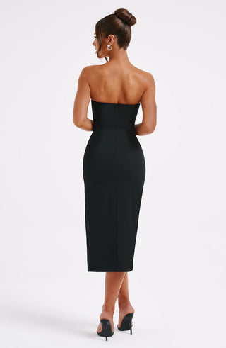 Emmaline Midi Dress - Black - glavon