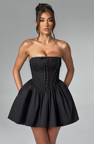 Evie Mini Dress - Black - glavon