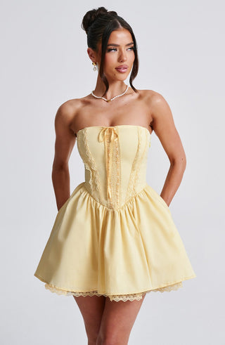 Evie Mini Dress - Lemon - glavon