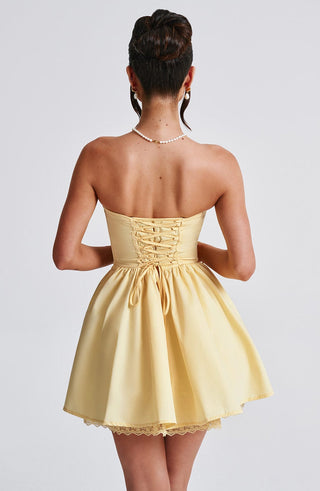 Evie Mini Dress - Lemon - glavon