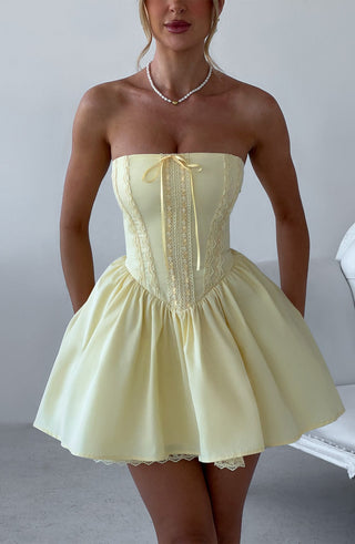 Evie Mini Dress - Lemon - glavon
