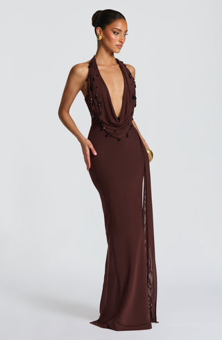 Fabia Maxi Dress - Plum Brown - glavon