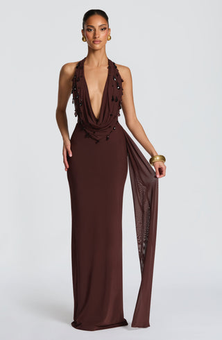 Fabia Maxi Dress - Plum Brown - glavon