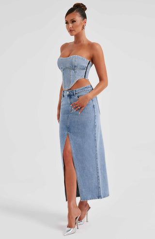 Flor Maxi Skirt - Blue - glavon