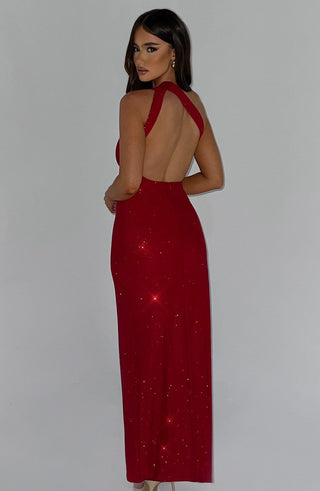 Genevieve Maxi Dress - Red Sparkle - glavon