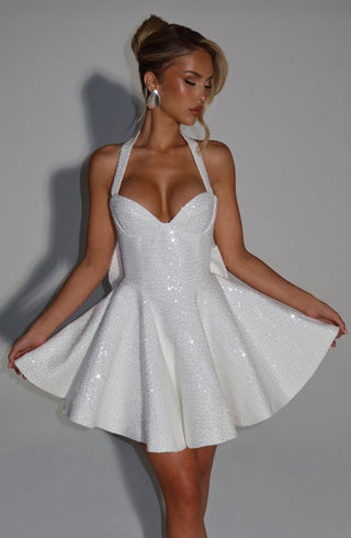 Georgette Mini Dress - Ivory - glavon