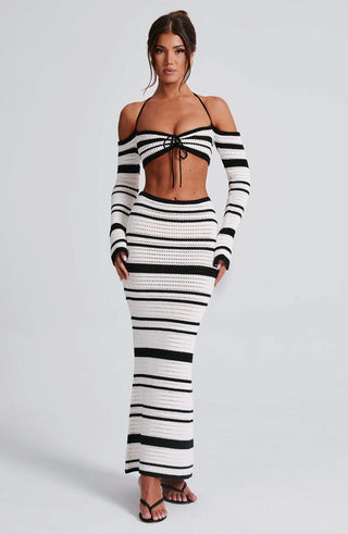 Georgia Maxi Skirt - Black/White - glavon