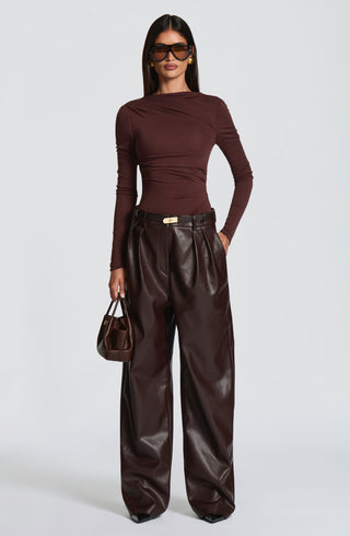 Glenda Pants - Plum Brown - glavon