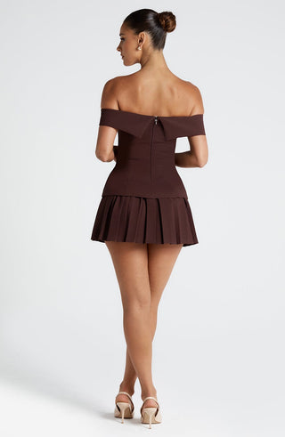 Gretchen Mini Skirt - Plum Brown - glavon
