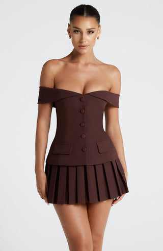 Gretchen Mini Skirt - Plum Brown - glavon