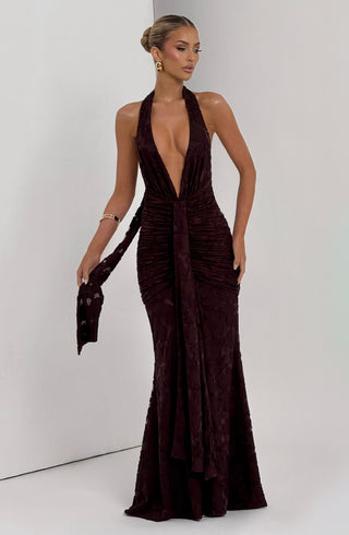 Guinevere Maxi Dress - Plum Brown - glavon
