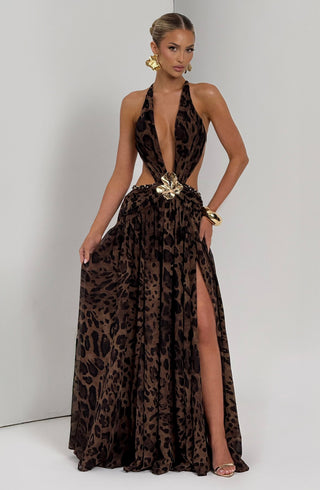 Indianna Maxi Dress - Leopard Print - glavon