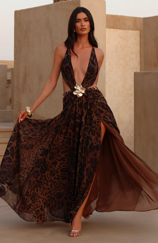 Indianna Maxi Dress - Leopard Print - glavon