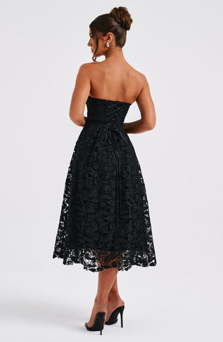 Ishani Midi Dress - Black - glavon