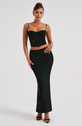 Izi Maxi Skirt - Black - glavon