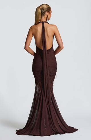 Janessa Maxi Dress - Plum Brown - glavon